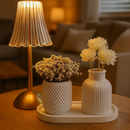 Kit 3 peças decorativas de gesso com bandeja e vasos - House Prime