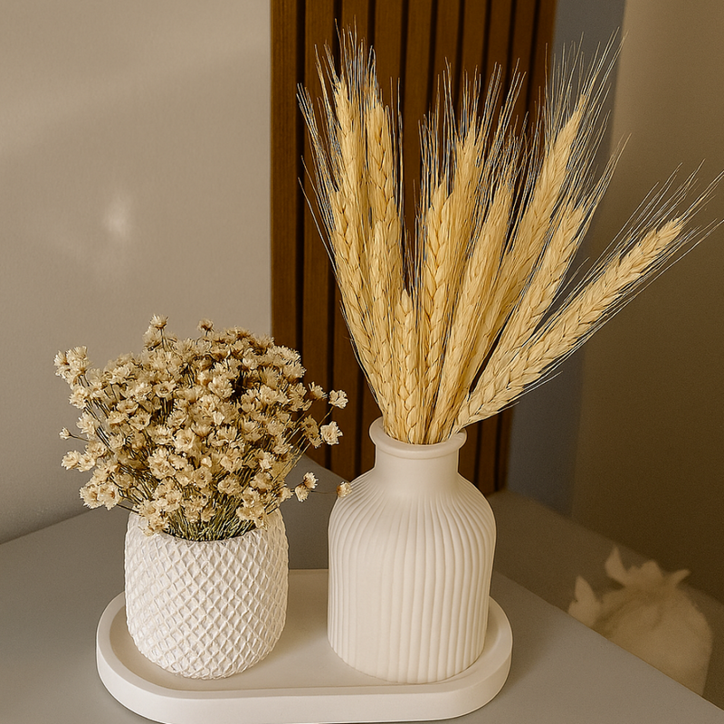 Kit 3 peças decorativas de gesso com bandeja e vasos - House Prime