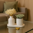 Kit 3 peças decorativas de gesso com bandeja e vasos - House Prime
