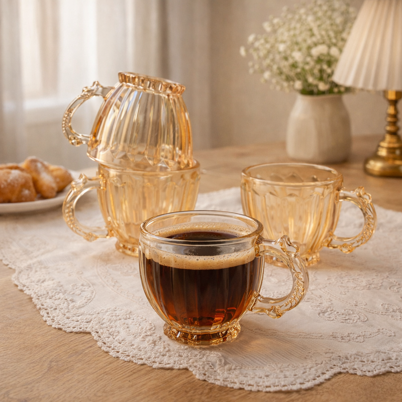 Jogo de Xícaras Âmbar Luxuoso