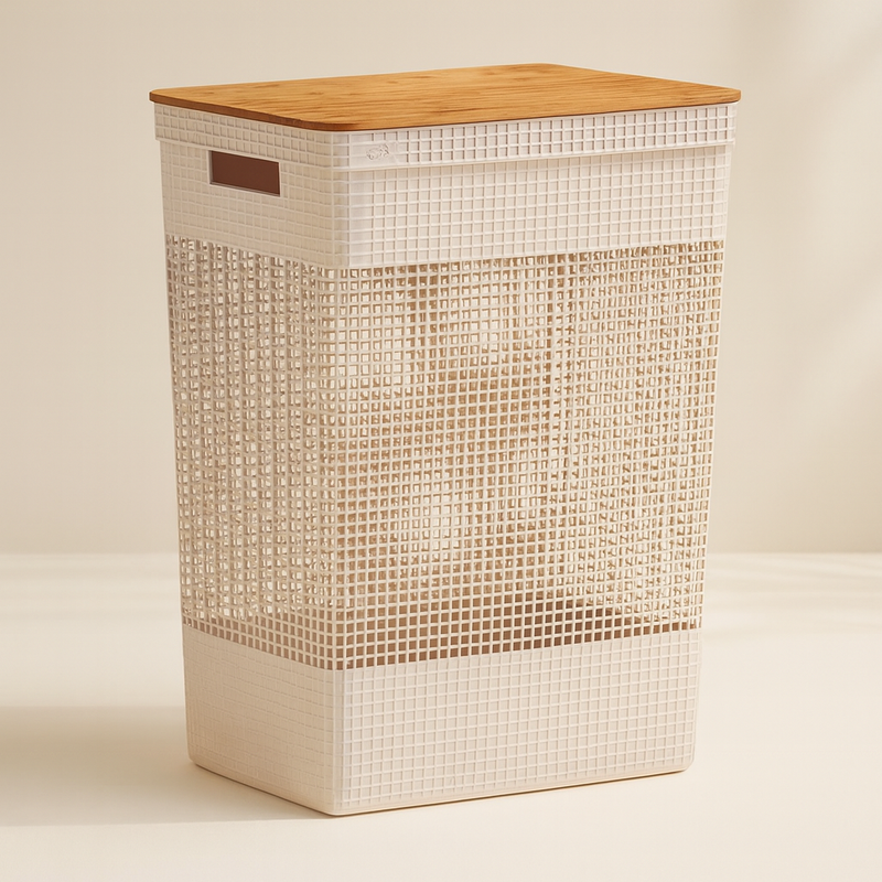 Cesto Roupa Suja 49L | Tampa Bambu