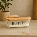 Manteigueira Vidro com Tampa de Bambu - House Prime Brasil