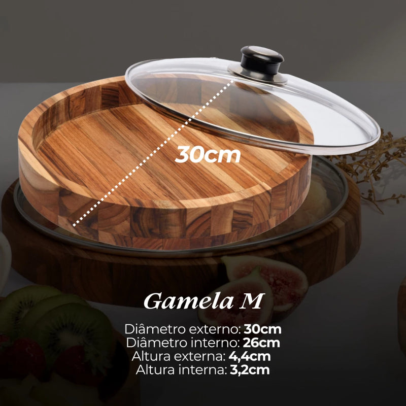 Gamela de Madeira com Tampa de Vidro | House Prime Brasil
