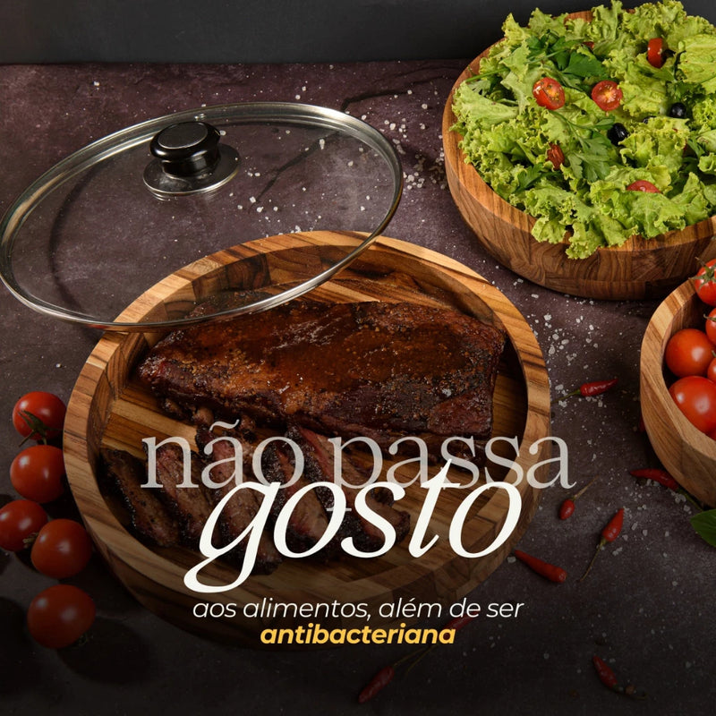 Gamela de Madeira com Tampa de Vidro | House Prime Brasil