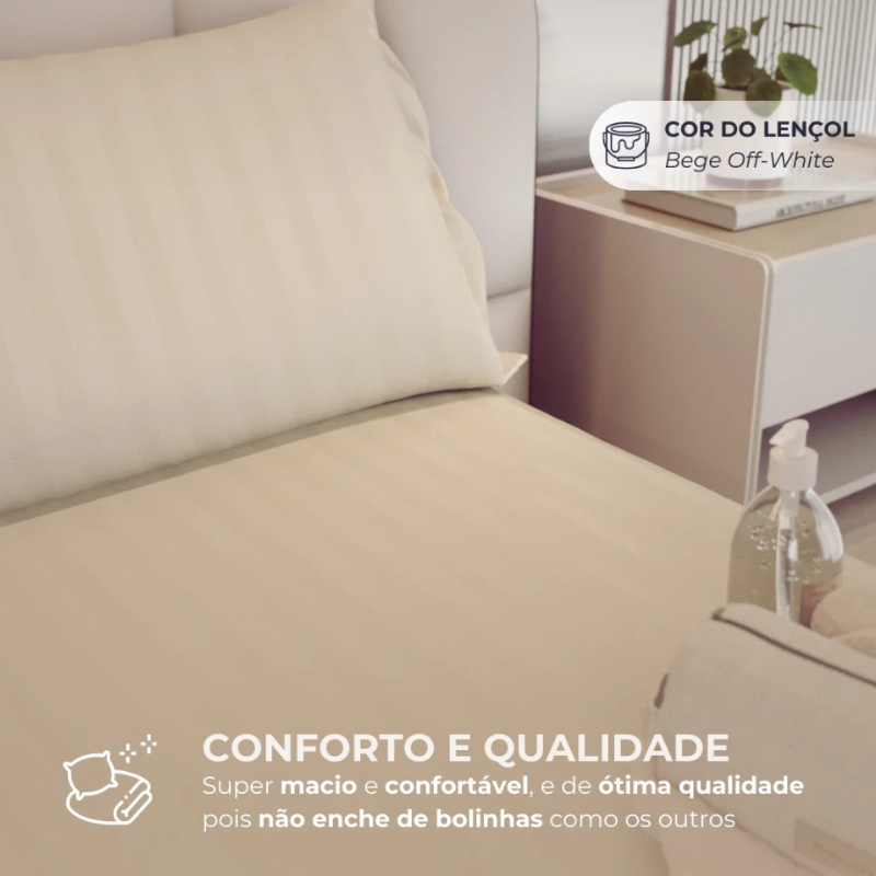 Lençol Micro Percal Penteado 3 Peças 500 Fios  | House Prime Brasil