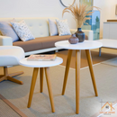 Jogo 2 Mesas Redondas Retrô | Pés Palito de Madeira - House Prime Brasil