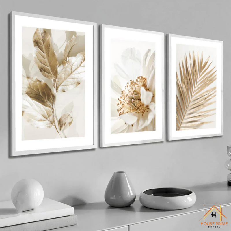 Quadro Folhagem Dourada 40x60 – House Prime Brasil