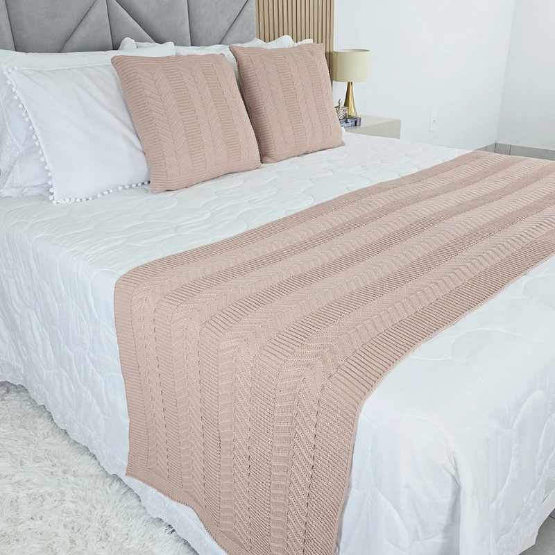 Kit Peseira Tricot Casal com 2 Almofadas | House Prime Brasil