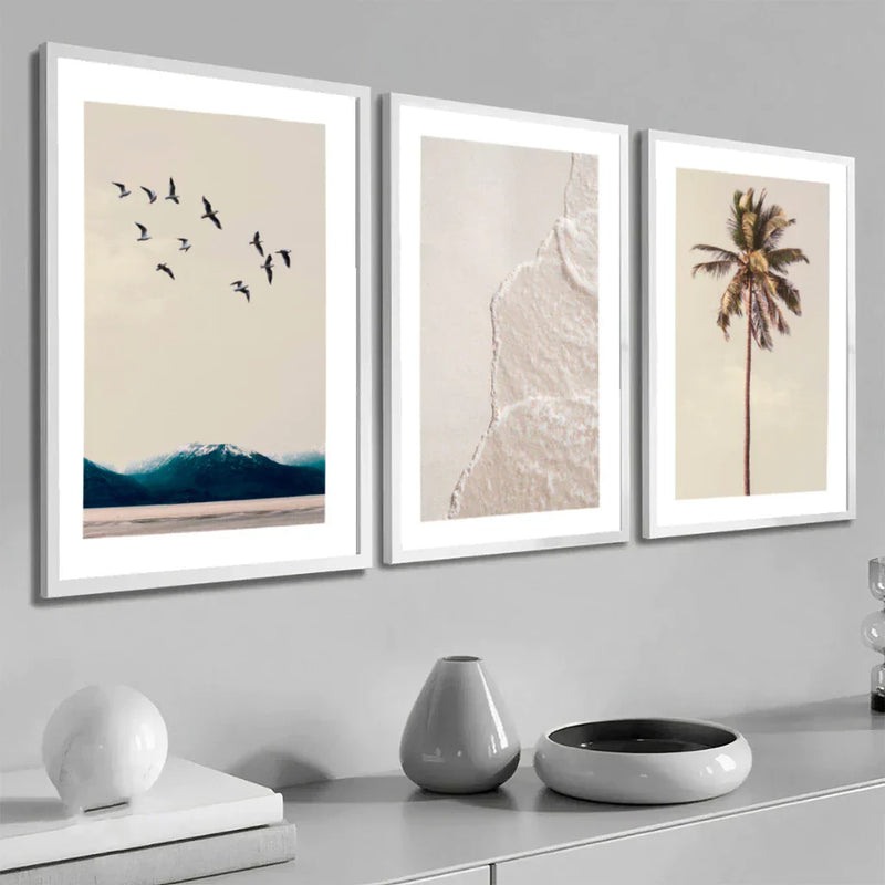 Kit 3 Quadros 50x70 com Moldura | Praia e Mar - House Prime Brasil