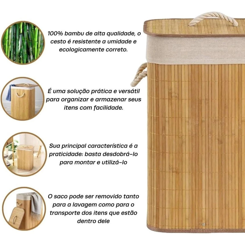 Cesto de Bambu  Luxo 72L | House Prime