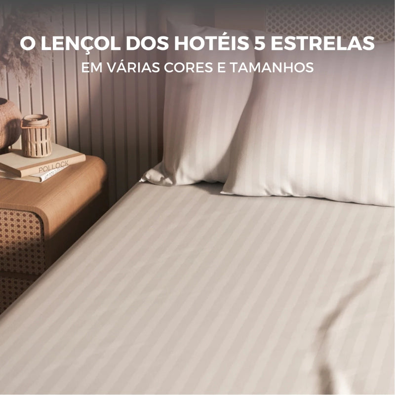 Lençol Micro Percal Penteado 3 Peças 500 Fios  | House Prime Brasil