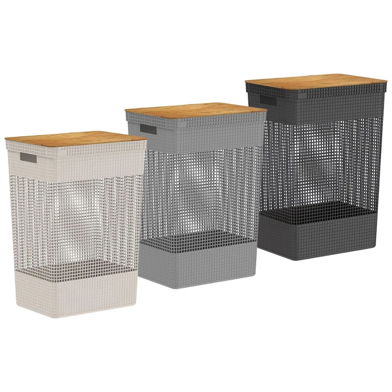 Cesto Roupa Suja 49L | Tampa Bambu