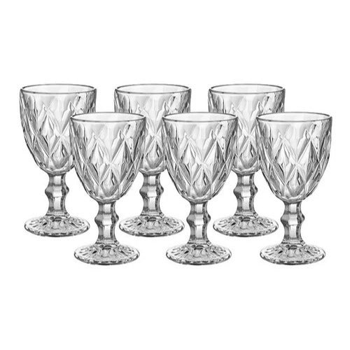 Jogo 6 Taças Vidro Diamante 300ml – House Prime Brasil