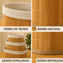 Kit 3 Cestos de Bambu com Forro | House Prime Brasil