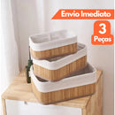 Kit 3 Cestos de Bambu com Forro | House Prime Brasil