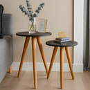 Jogo 2 Mesas Redondas Retrô | Pés Palito de Madeira - House Prime Brasil