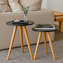 Jogo 2 Mesas Redondas Retrô | Pés Palito de Madeira - House Prime Brasil