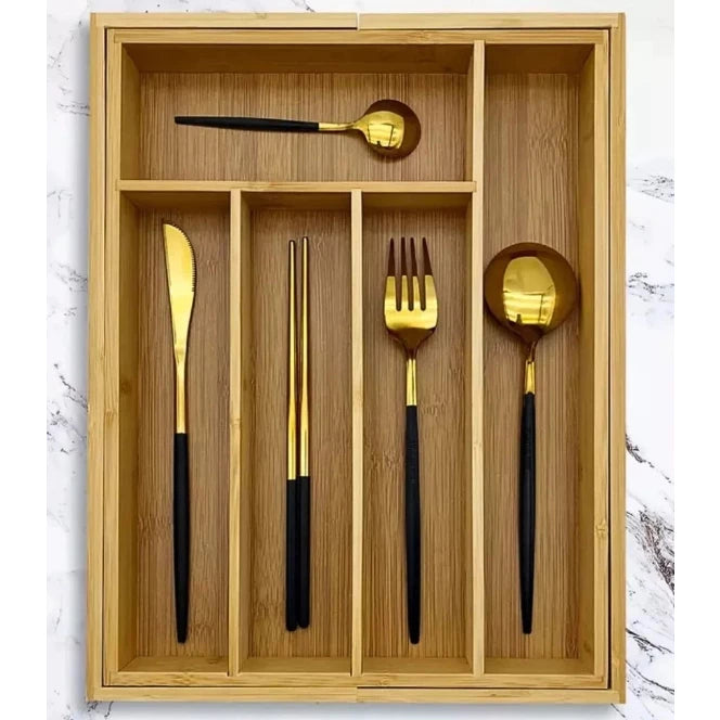 Porta Talheres de Bambu Ajustável | House Prime Brasil