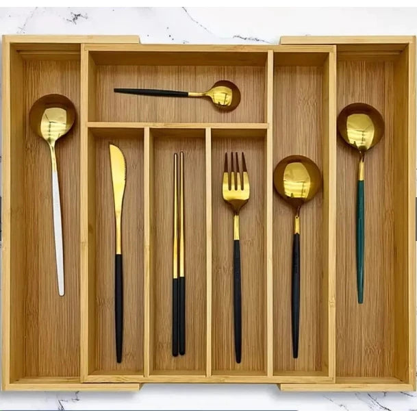 Porta Talheres de Bambu Ajustável | House Prime Brasil